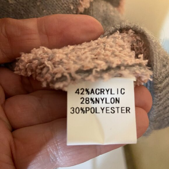 NWT Miss Sparkling “Believe You Will” Floral Chenille Sweater Gray Pink XL - Picture 6 of 9